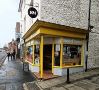Outside view of a shop entrance.