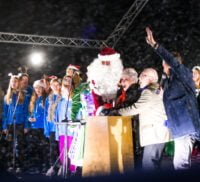 Anita Dobson switching the Christmas lights on