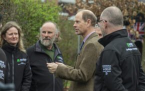 HRH The Duke of Edinburgh talking to a small group of people