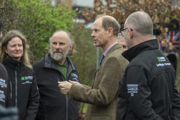 HRH The Duke of Edinburgh talking to a small group of people