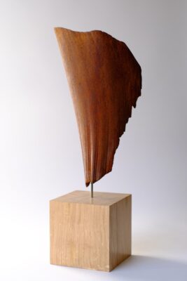 An abstract sculpture of a wing