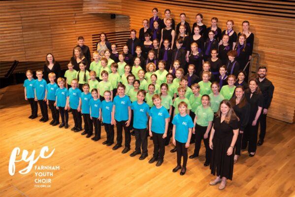 A photo of Farnham Youth Choir standing in formation.