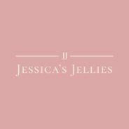 Jessica's jellies logo - white writing on a pink background