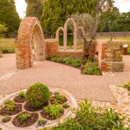 Garden set amidst chapel ruins.