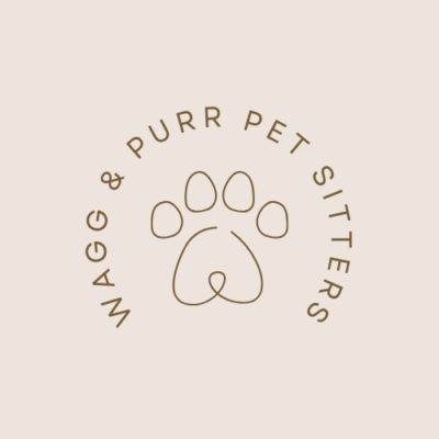 Wagg and Purr logo consisting of a paw print on a pink background
