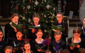 Choir singing in a church.