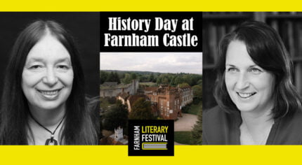 Montage of images showing two females and Farnham Castle.