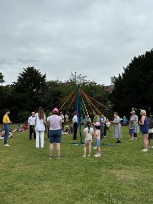 Group of maypole dancers