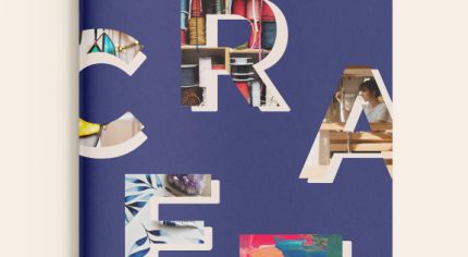 Front cover of a craft brochure spelling out CRAFT on a blue background