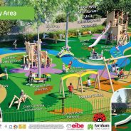Colourful drawing of a proposal for a new playground.