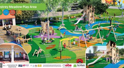 Colourful drawing of a proposal for a new playground.
