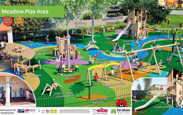 Colourful drawing of a proposal for a new playground.