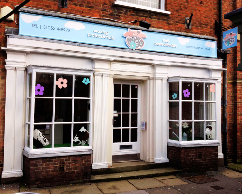 White an blue shop front
