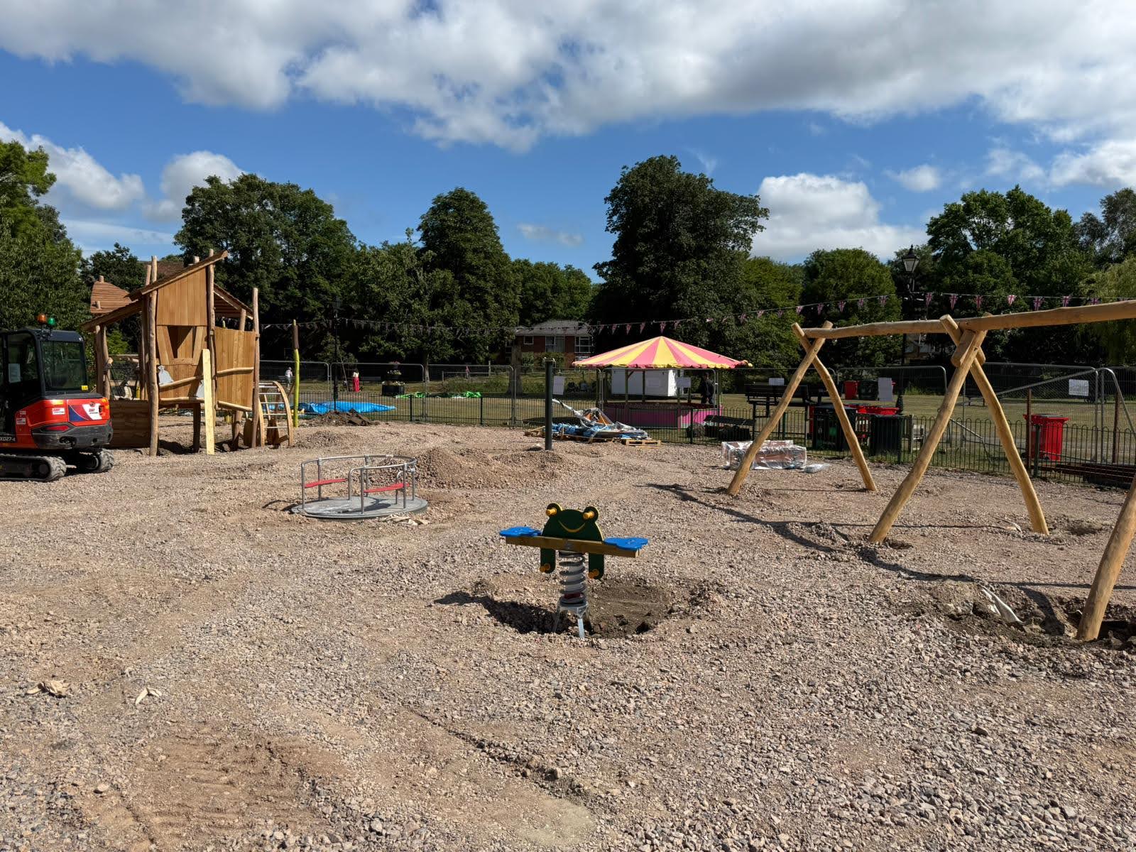 New play equipment under construction.