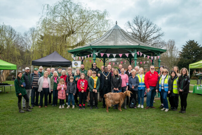 Group of people in a park.