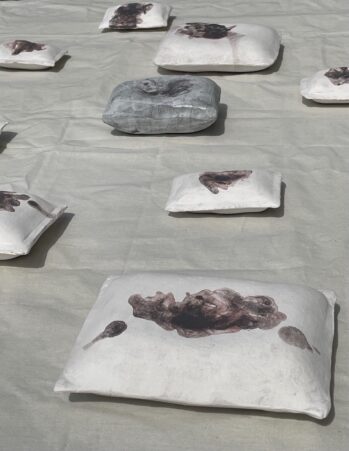 Pillows. Ceramic installation