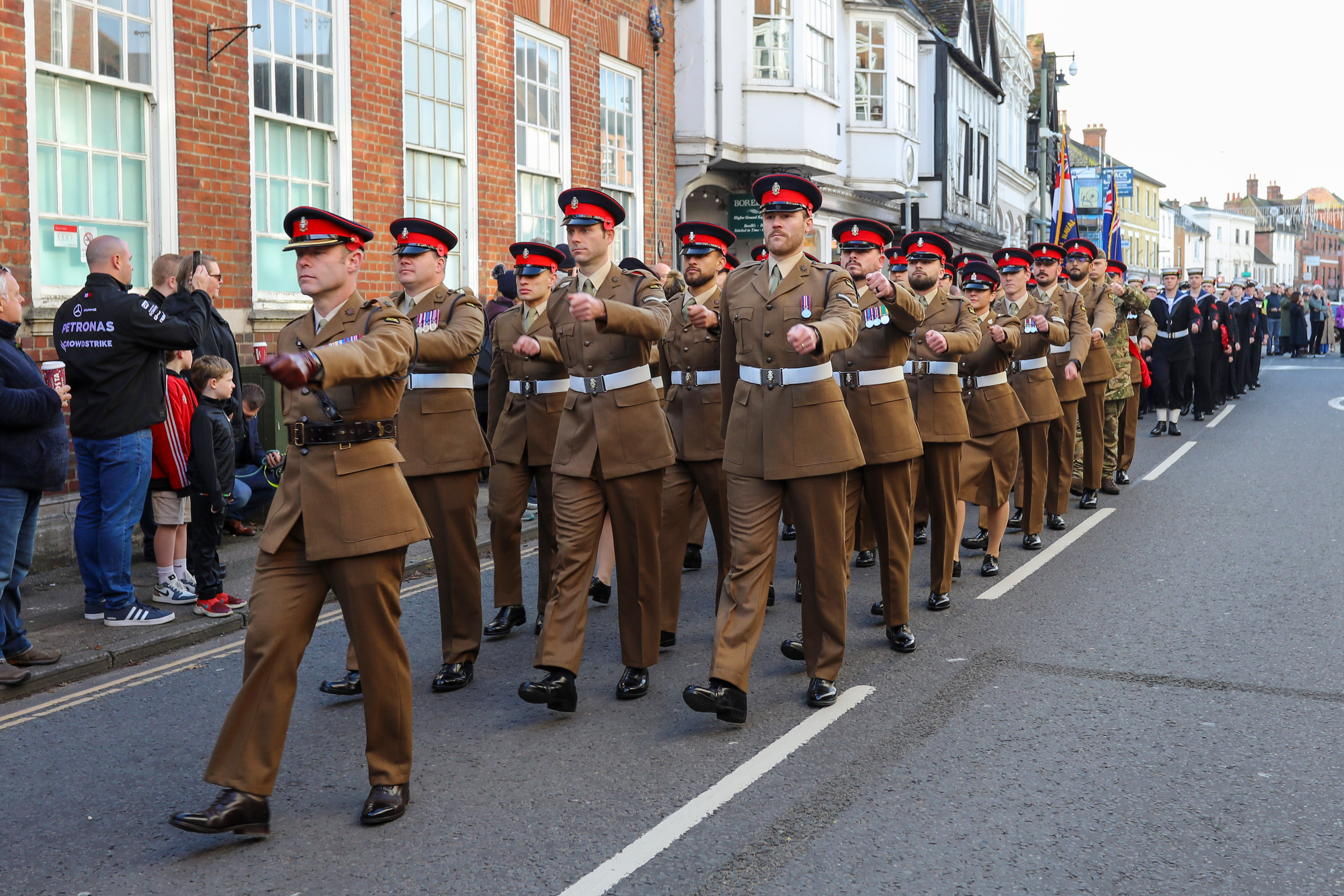 Soldiers marching.