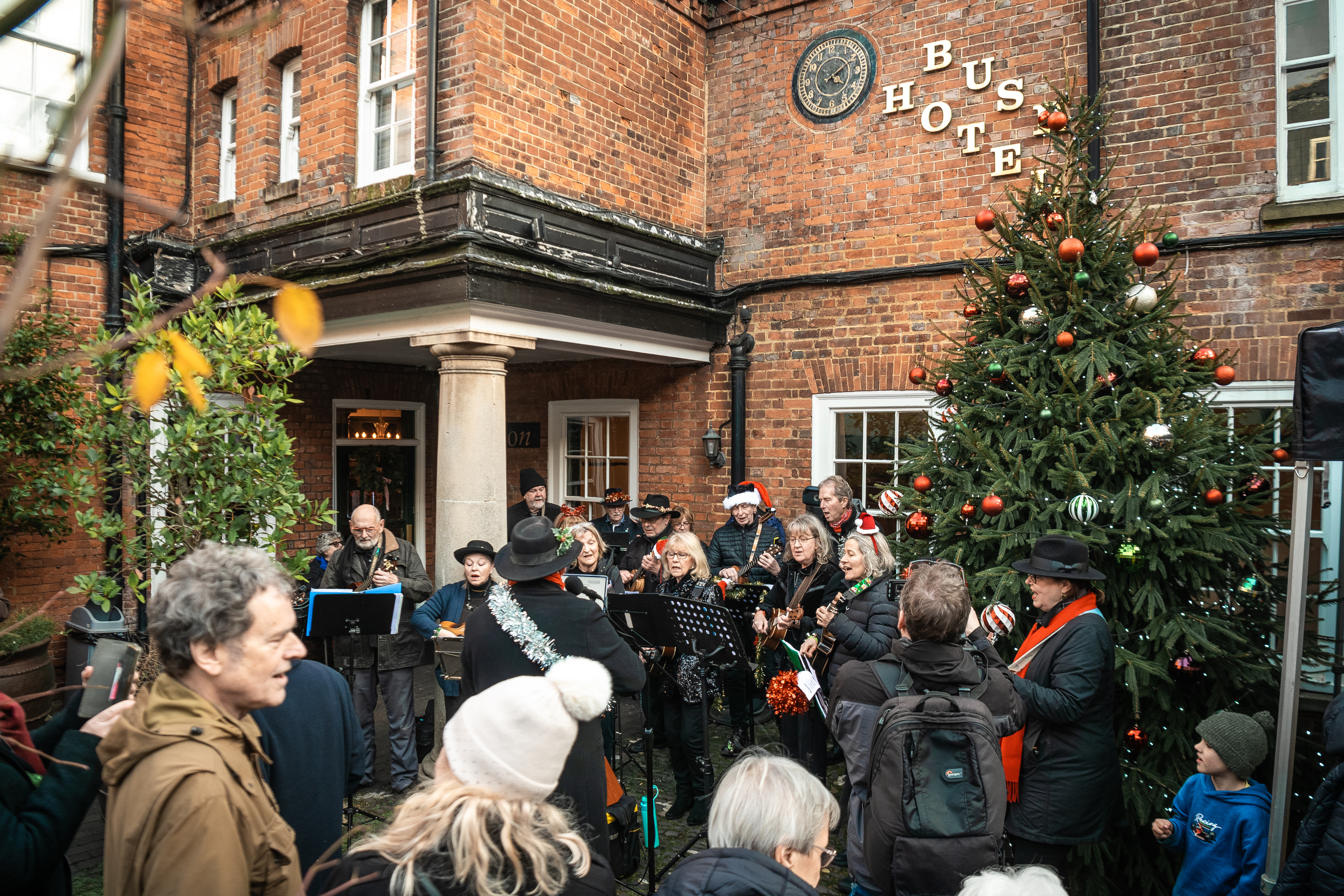 Band performing at market