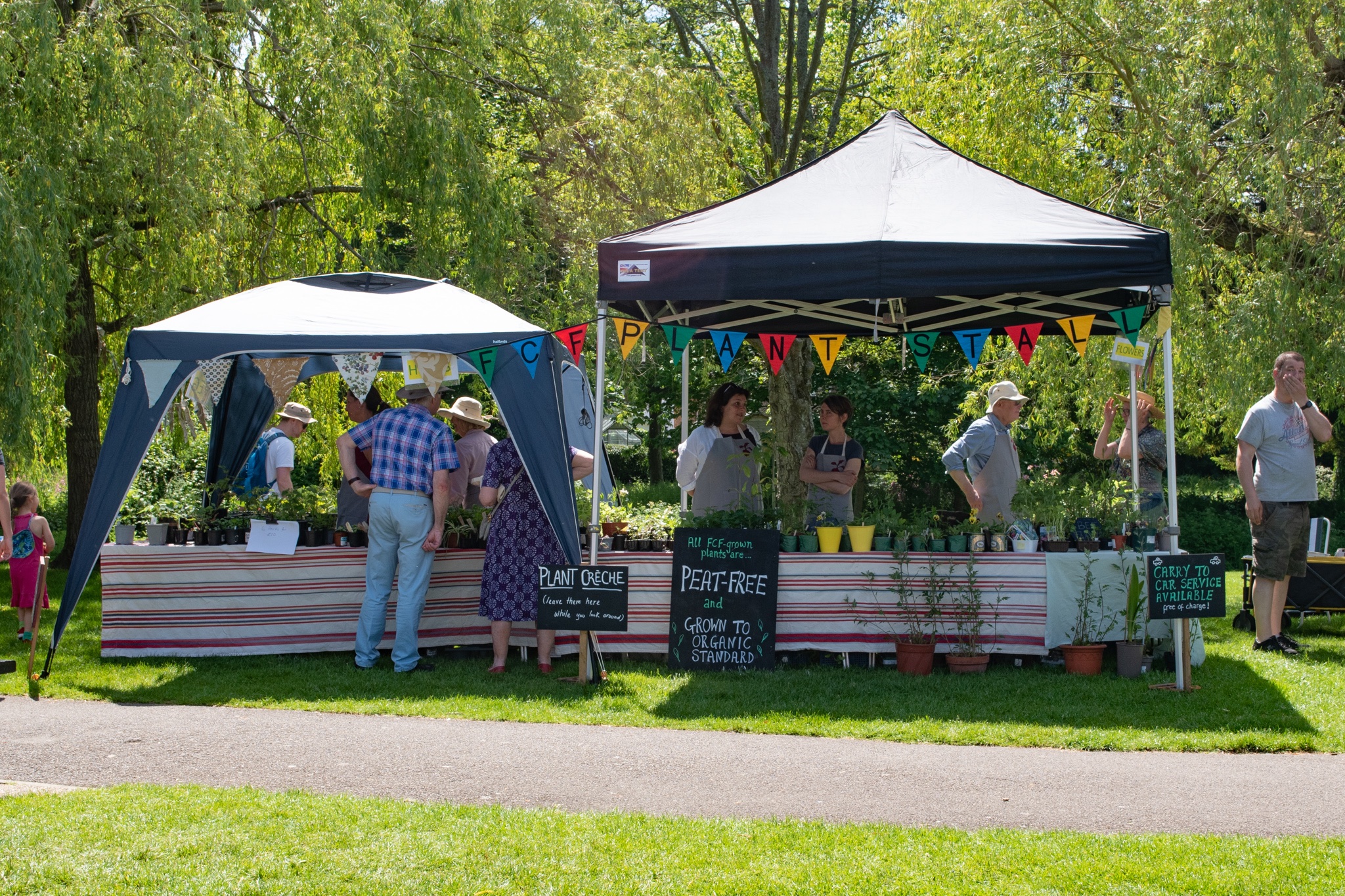 Gazebos on a meadow.