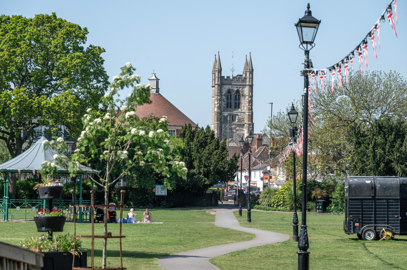 Open park overlooked by Church