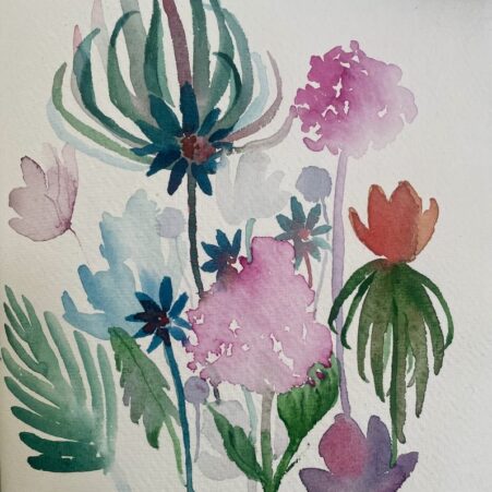 Ink & watercolour exploring foliage and flowers